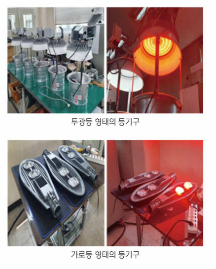 투광등과 가로등 형태의 방충 LED 등기구